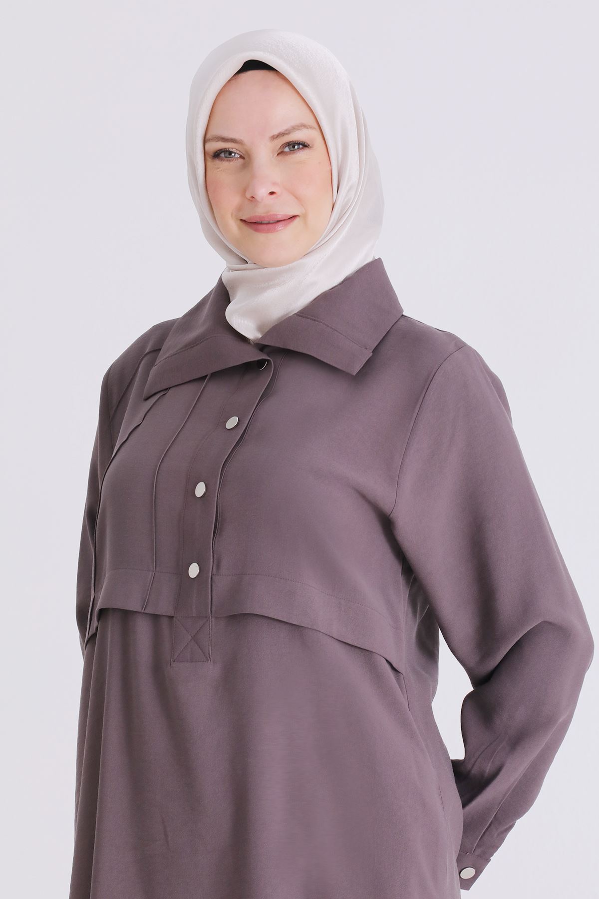 Büyük Beden Tesettür Pantolonlu Takım 3560 Kakao