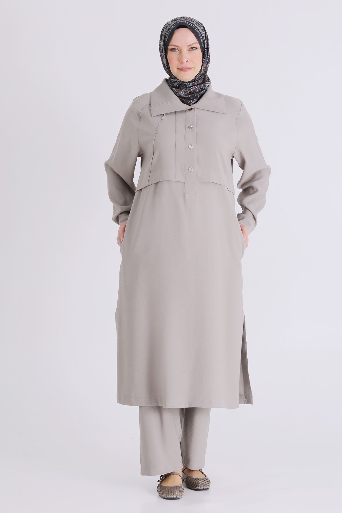 Büyük Beden Tesettür Pantolonlu Takım 3560 Küf