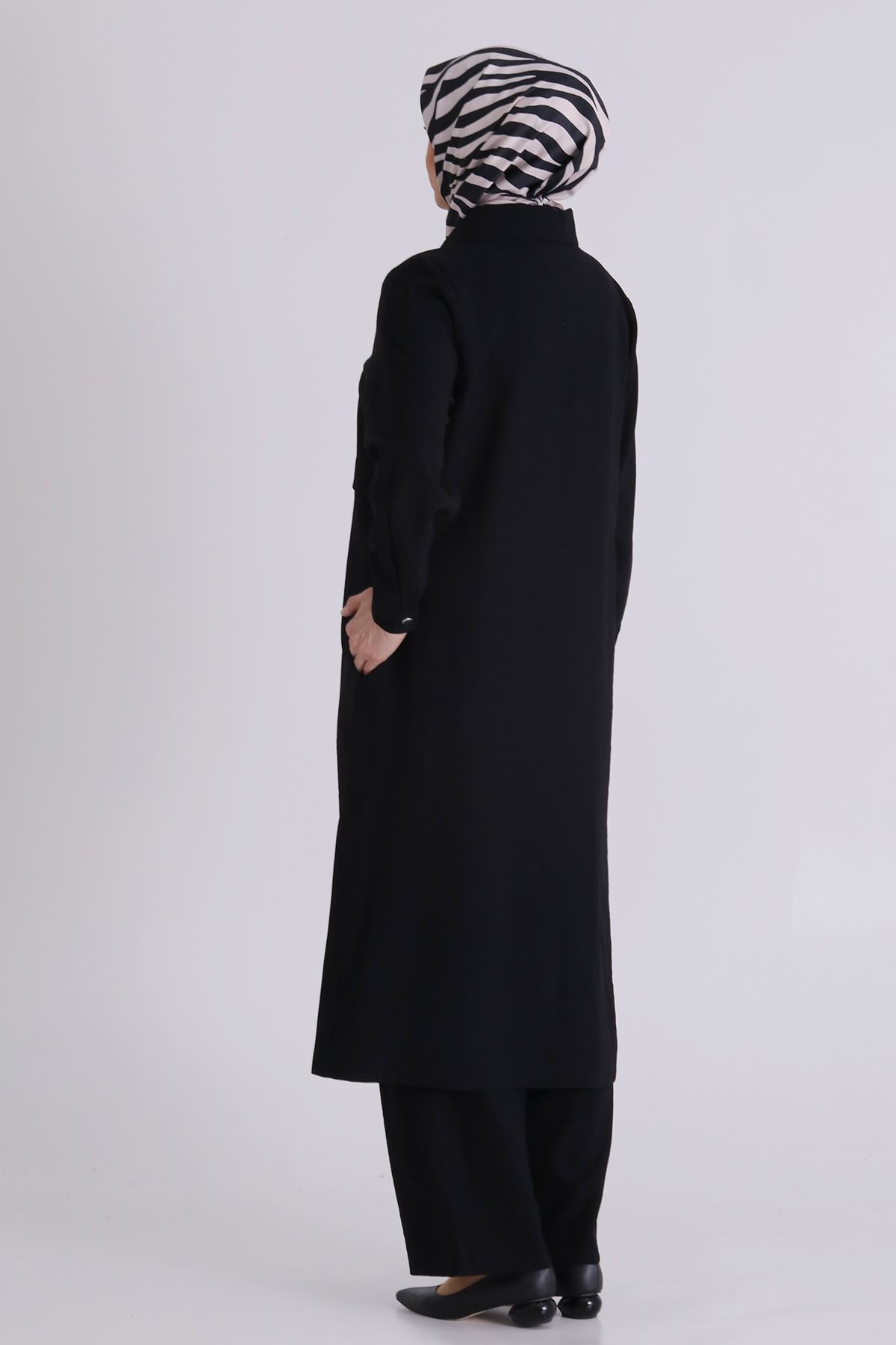 Büyük Beden Tesettür Pantolonlu Takım 3560 Siyah