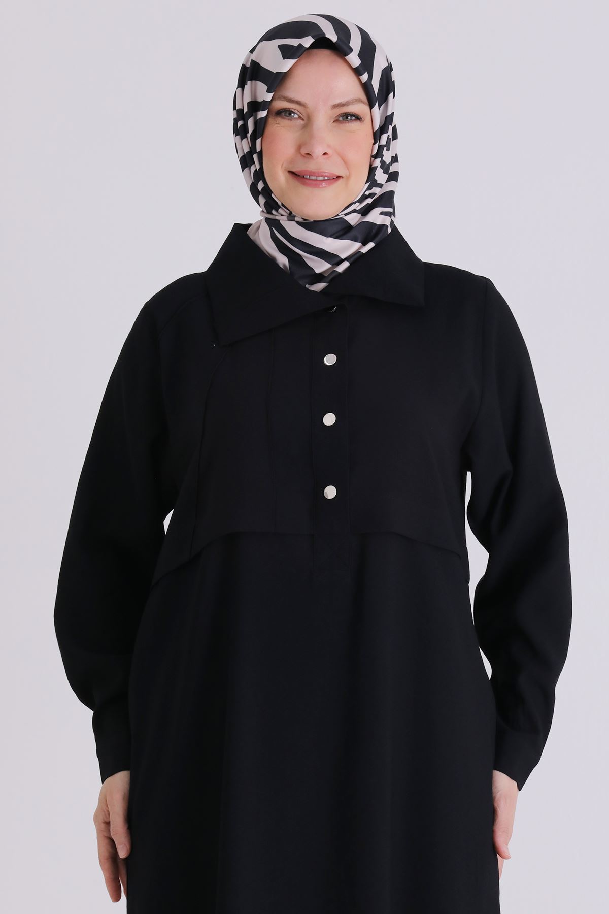 Büyük Beden Tesettür Pantolonlu Takım 3560 Siyah