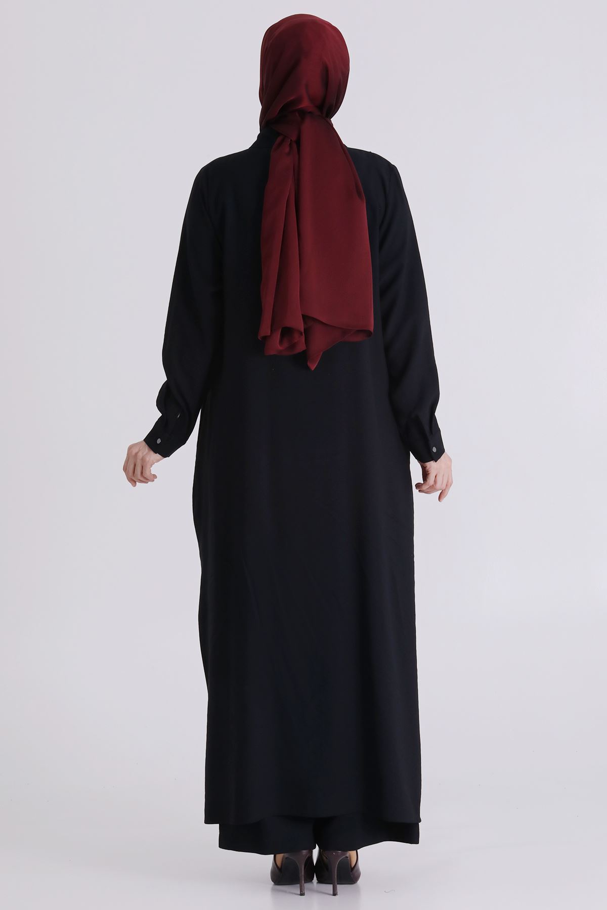 Büyük Beden Tesettür Pantolonlu Takım 3561 Siyah