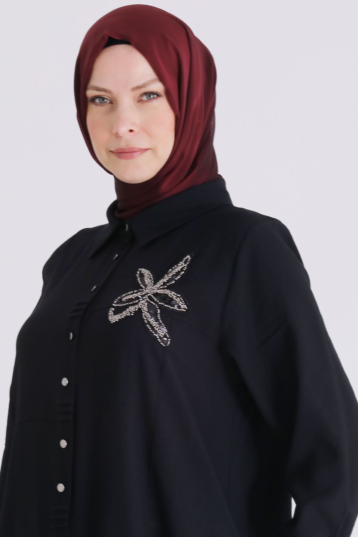 Büyük Beden Tesettür Pantolonlu Takım 3561 Siyah