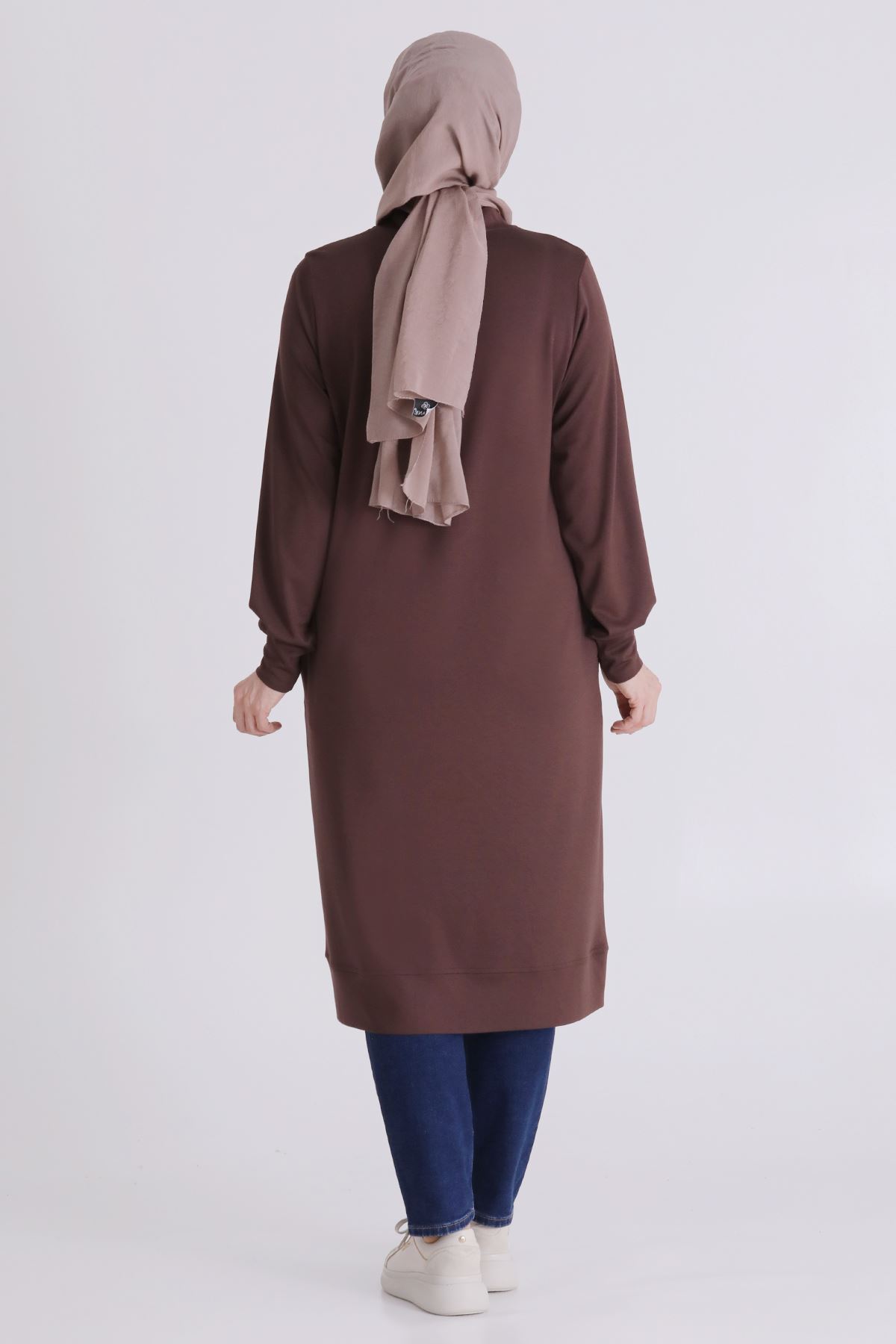 Büyük Beden Tesettür Tunik 2072 Kahve