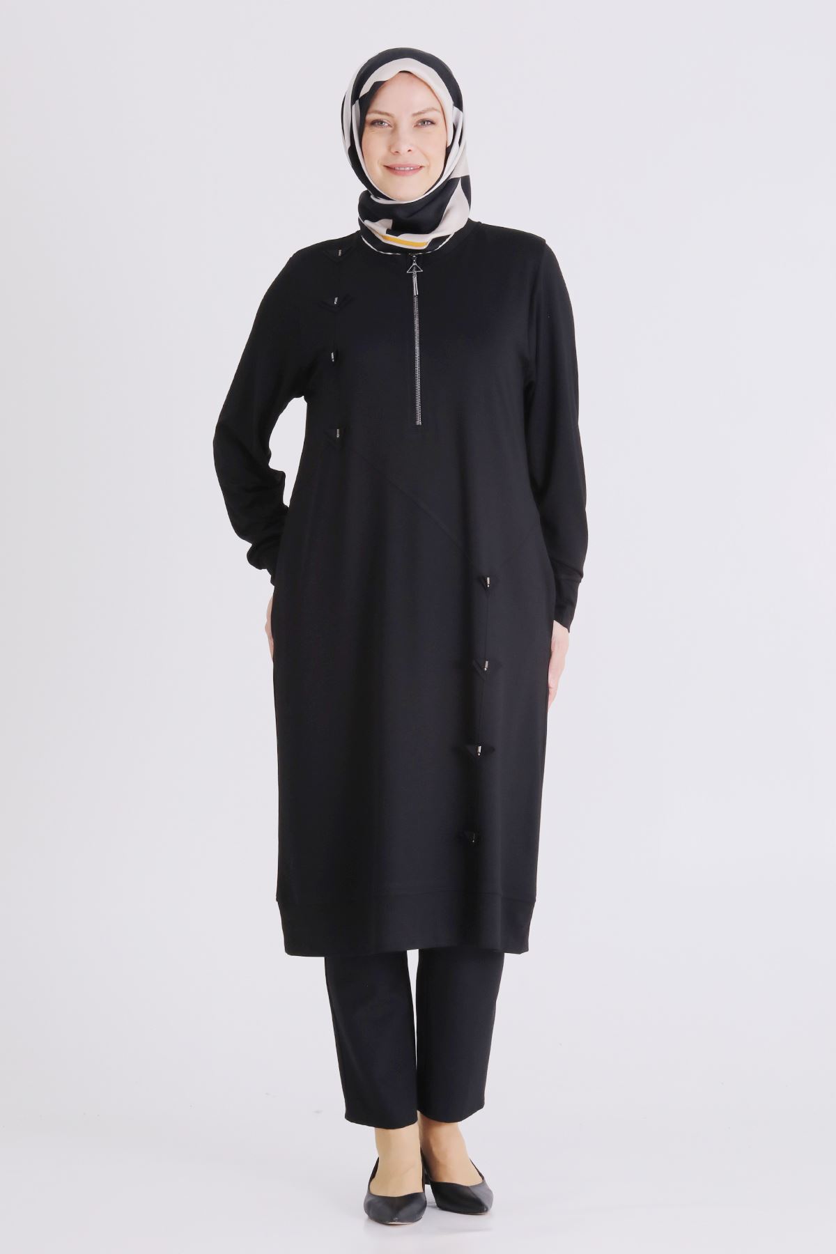 Büyük Beden Tesettür Tunik 2072 Siyah