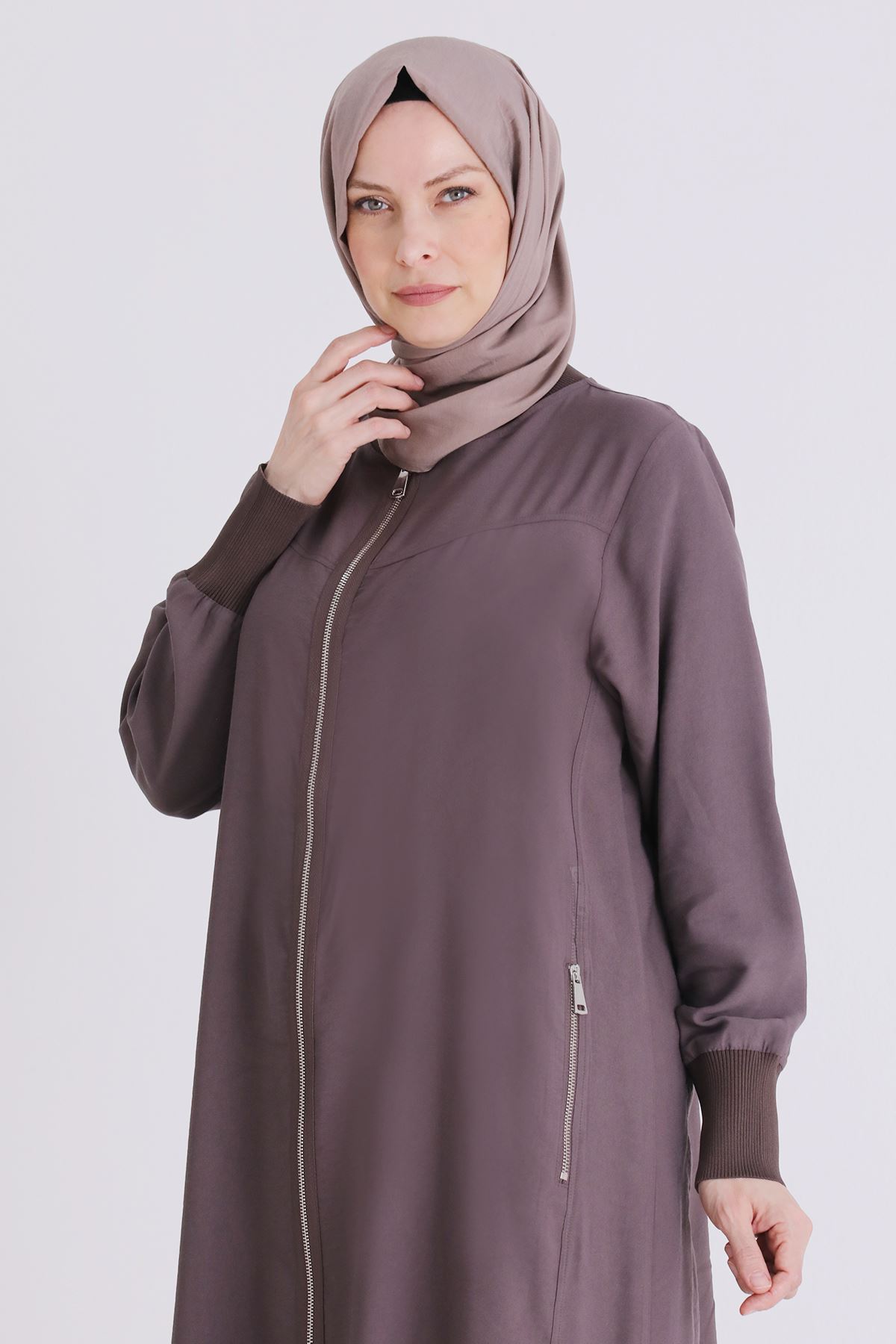 Büyük Beden Tesettür Ferace 2829 Kakao