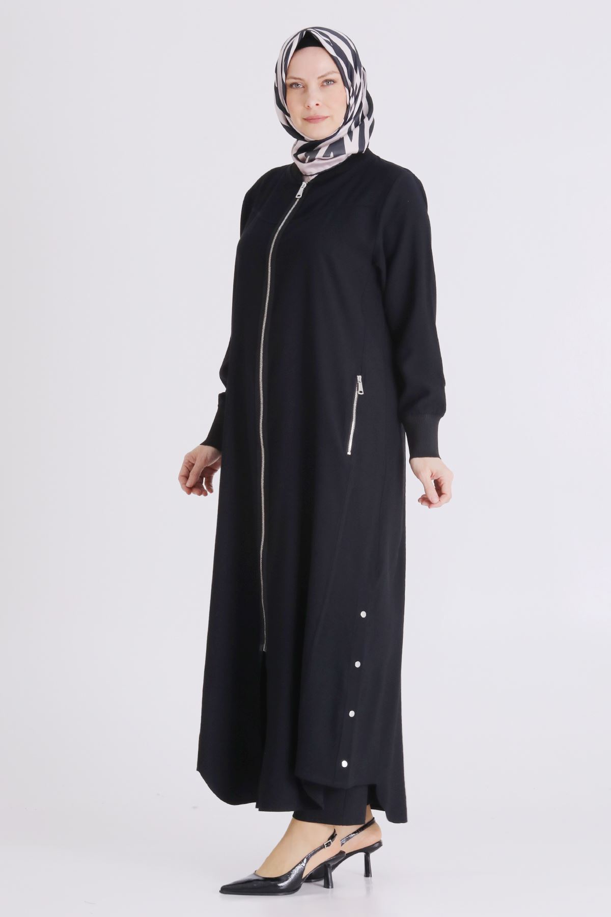 Büyük Beden Tesettür Ferace 2829 Siyah