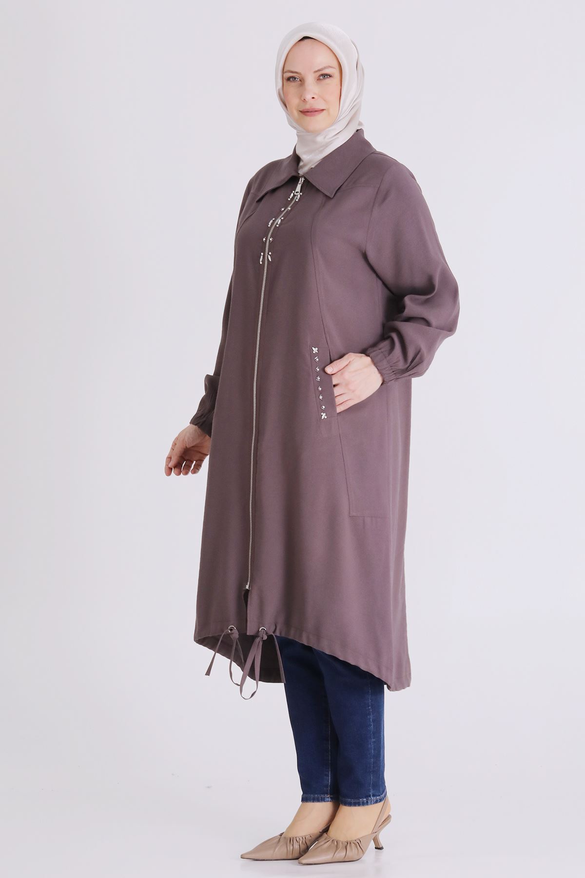 Büyük Beden Tesettür Kap 2555 Kakao