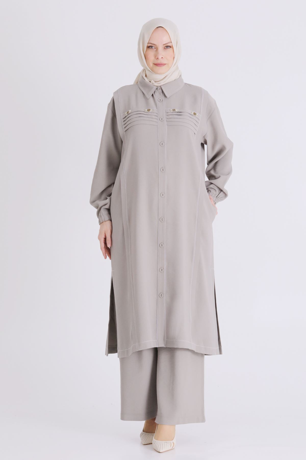 Büyük Beden Tesettür Pantolonlu Takım 3559 Küf