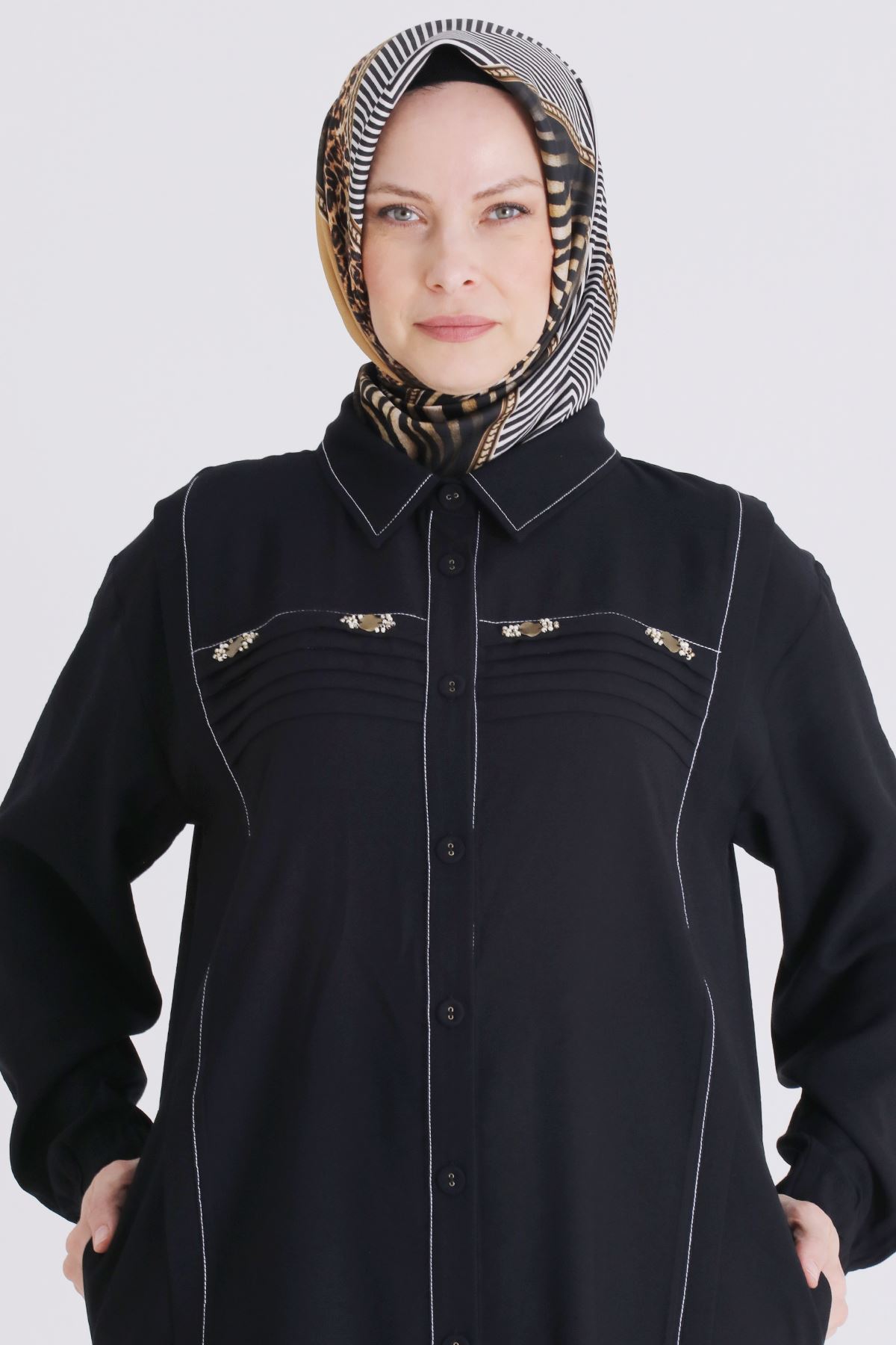 Büyük Beden Tesettür Pantolonlu Takım 3559 Siyah