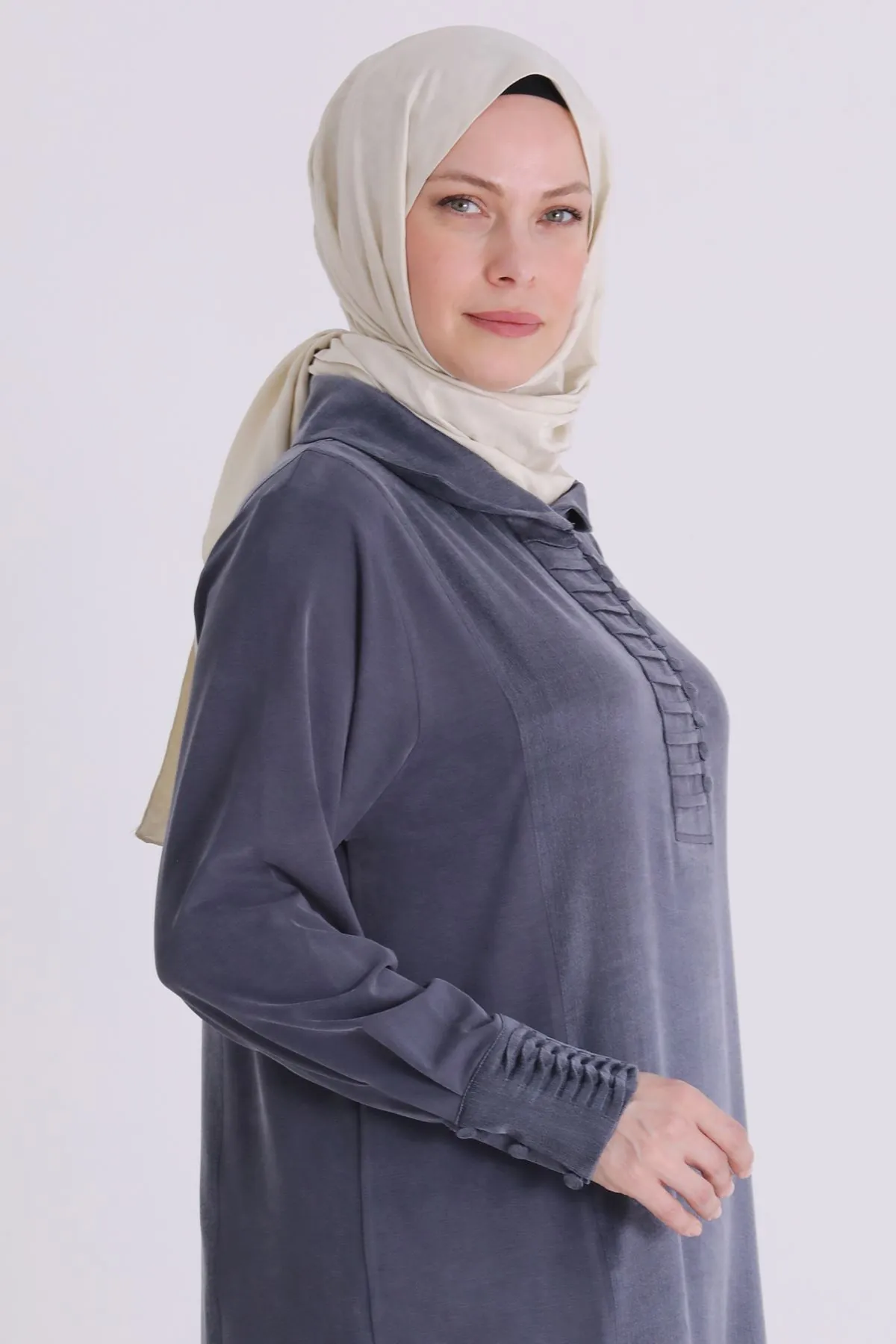 Büyük Beden Tesettür Elbise 75015 Lacivert