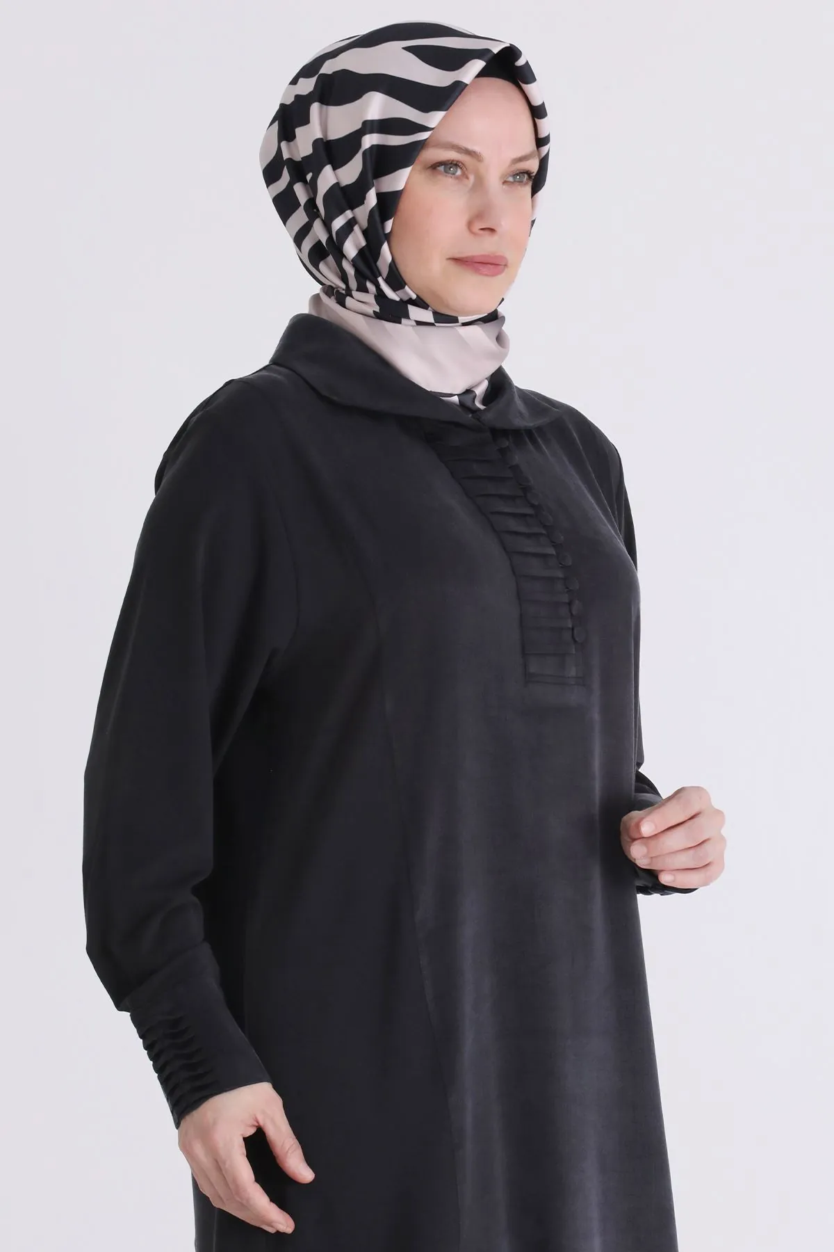 Büyük Beden Tesettür Elbise 75015 Siyah