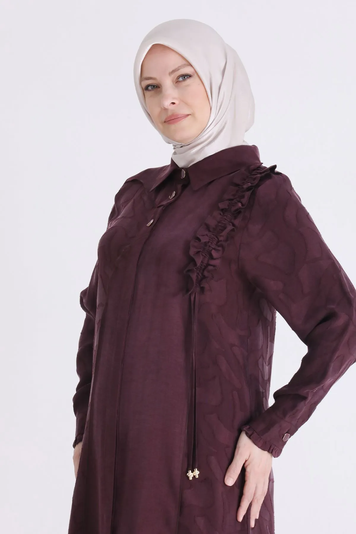 Büyük Beden Tesettür Pantolonlu Takım 35155 Böğürtlen