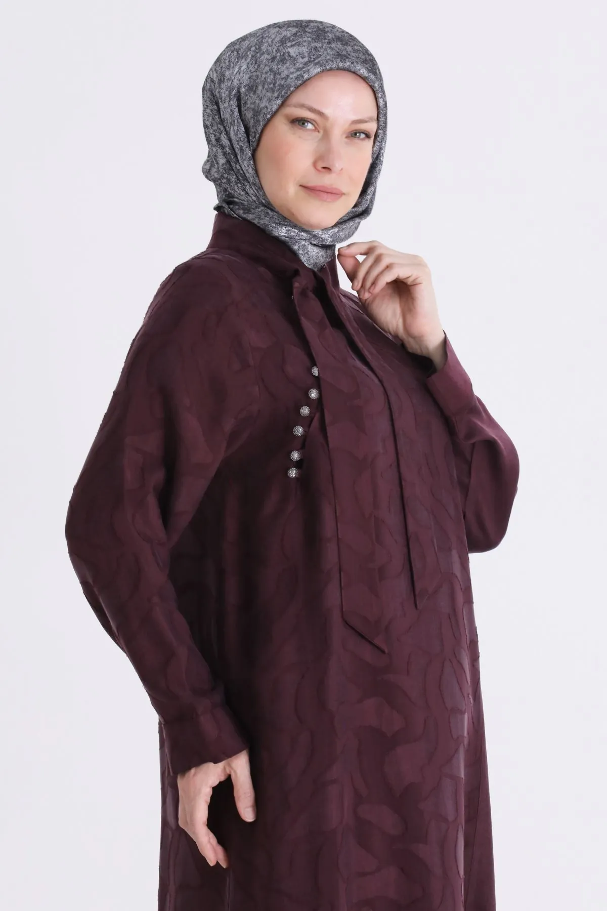 Büyük Beden Tesettür Pantolonlu Takım 35156 Böğürtlen
