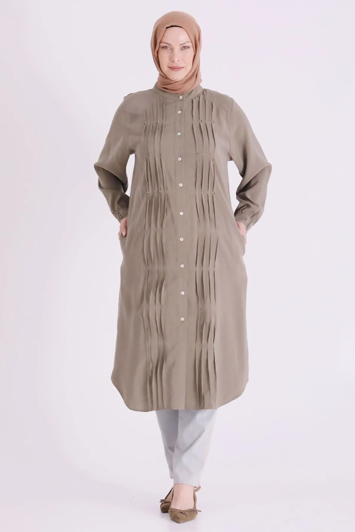 Büyük Beden Tesettür Kap 2558 Kına Yeşili