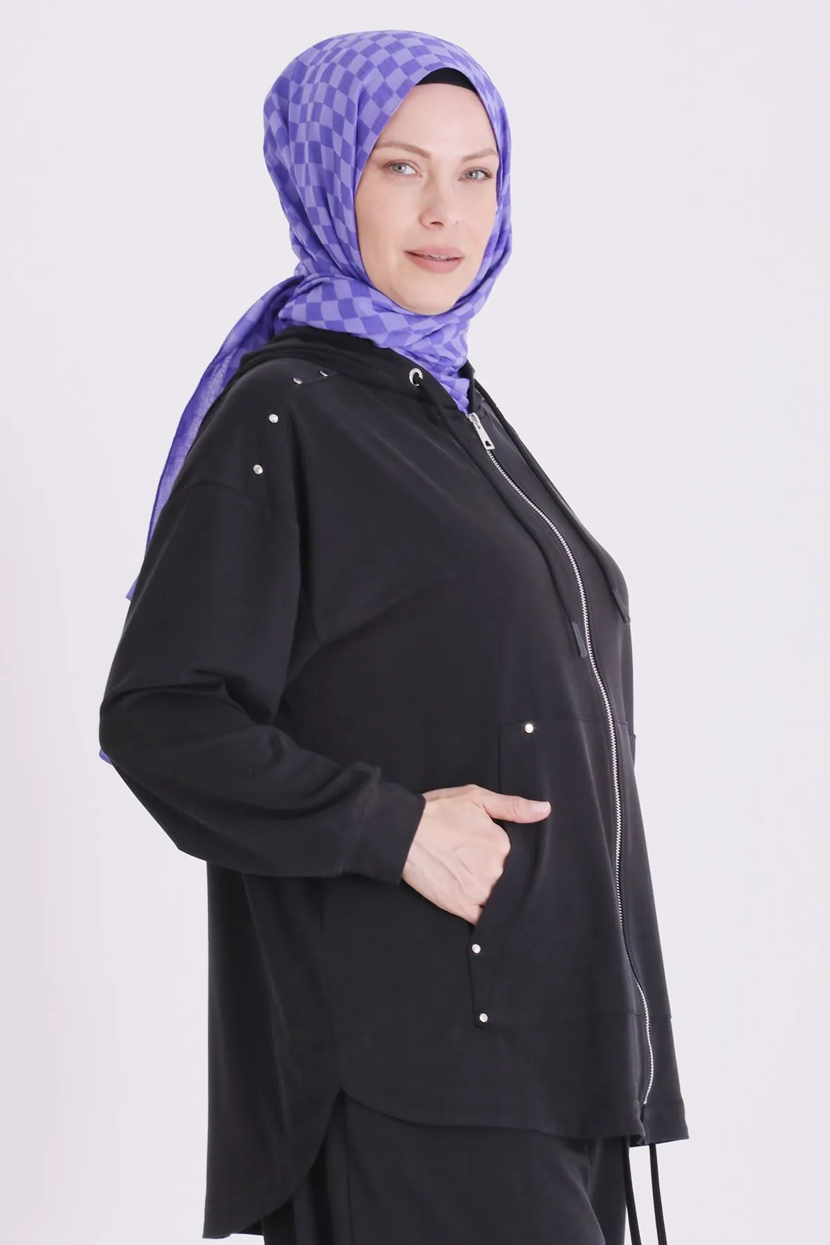 Büyük Beden Tesettür Pantolonlu Takım 3563 Siyah