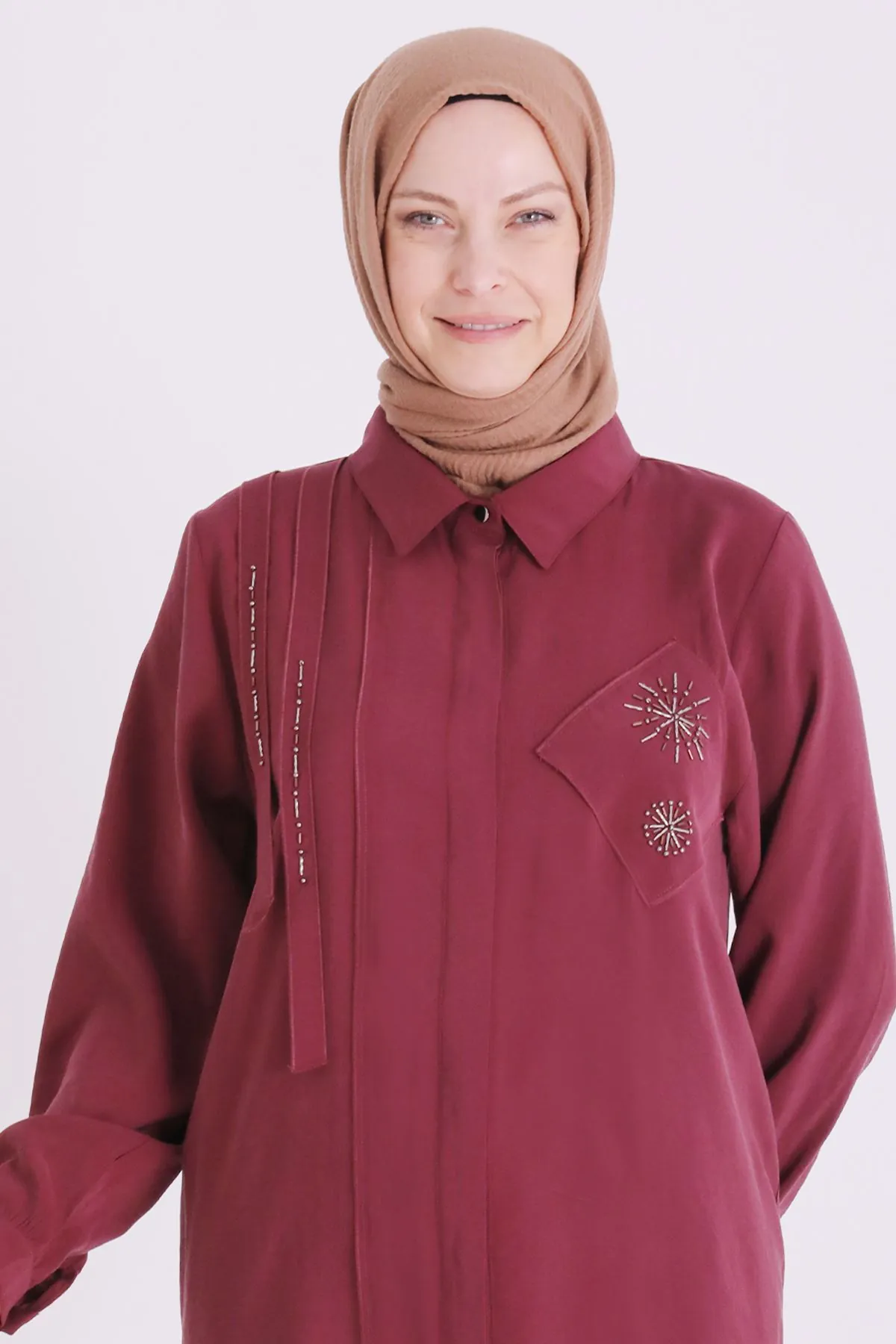 Büyük Beden Tesettür Kap 2557 Bordo