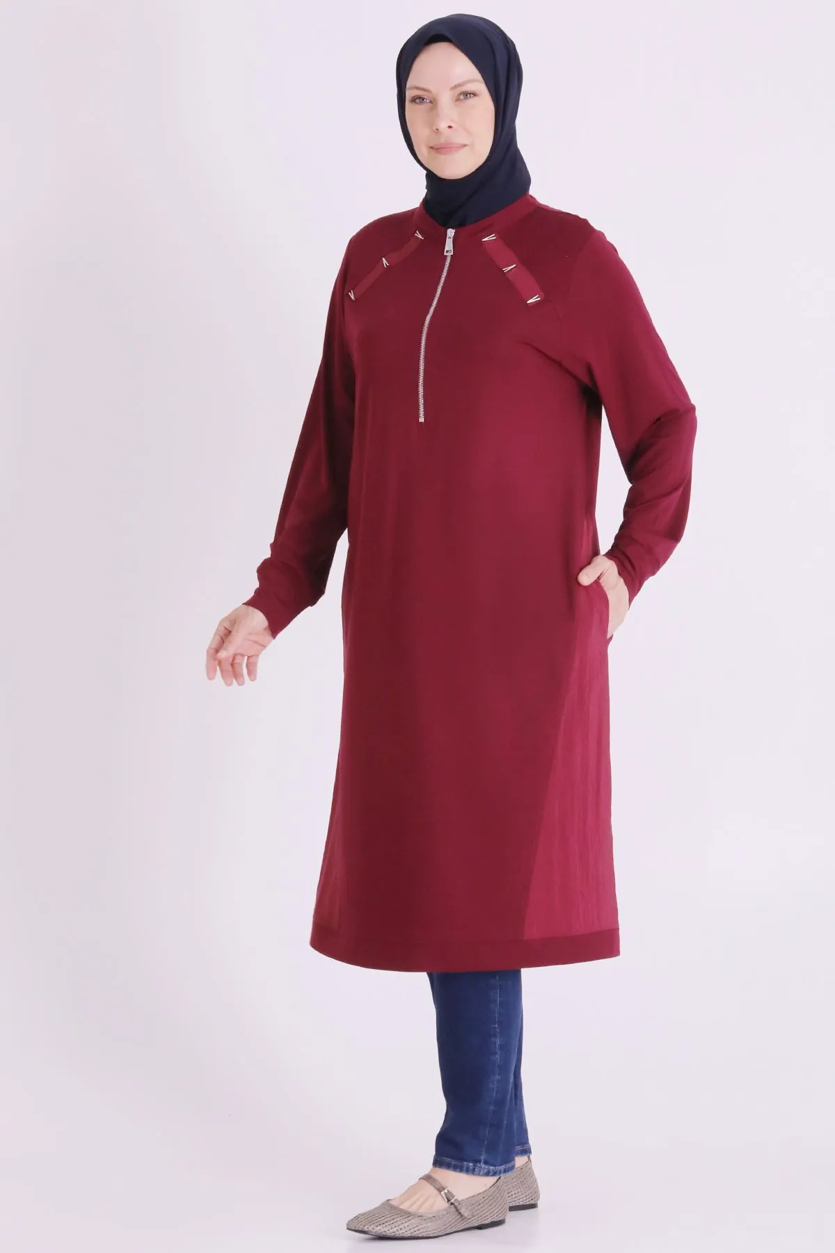 Büyük Beden Tesettür Tunik 2078 Bordo