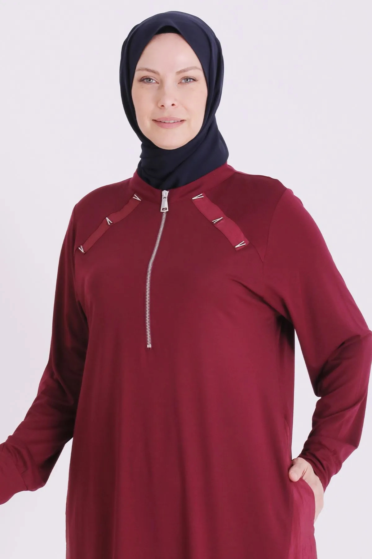 Büyük Beden Tesettür Tunik 2078 Bordo