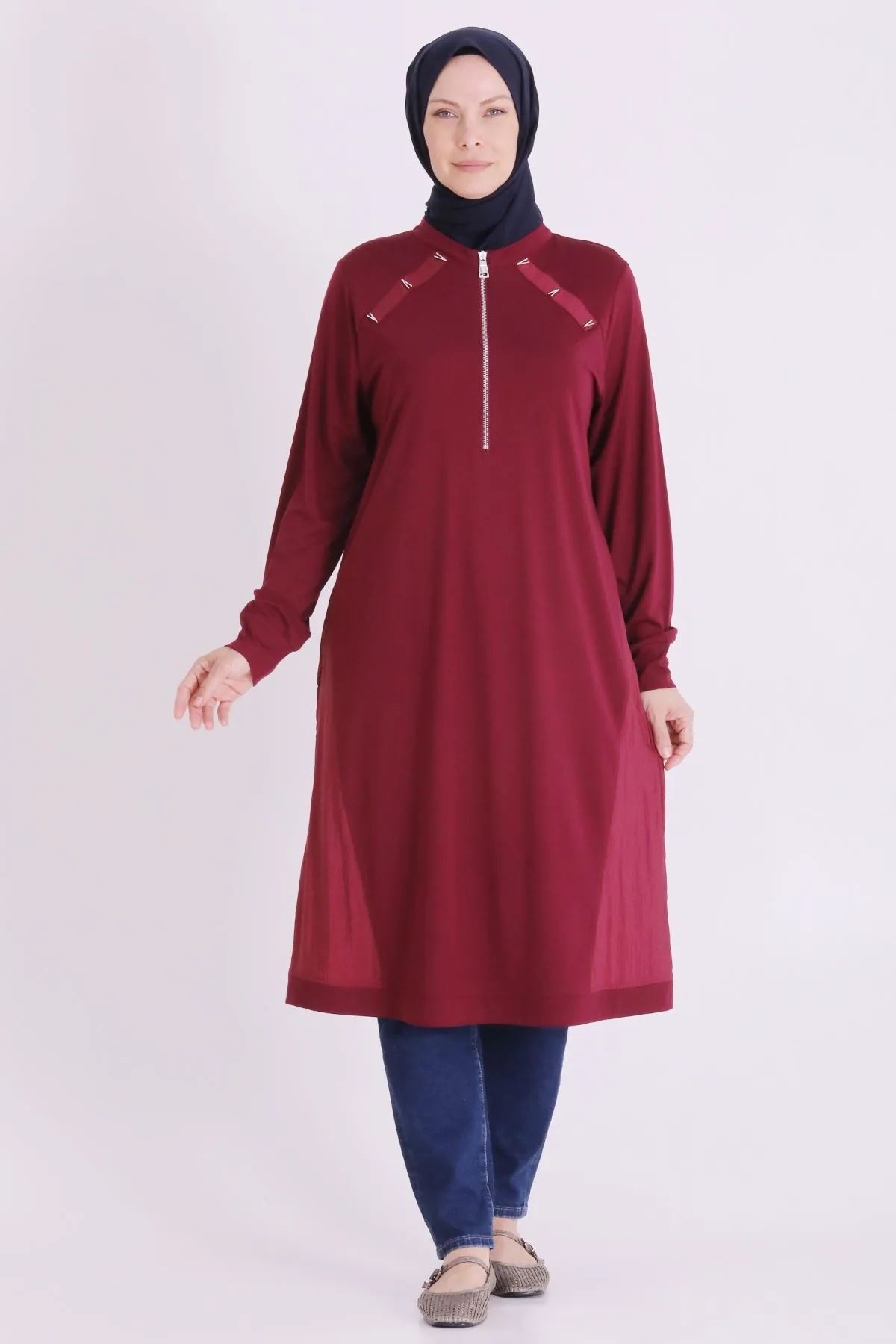 Büyük Beden Tesettür Tunik 2078 Bordo
