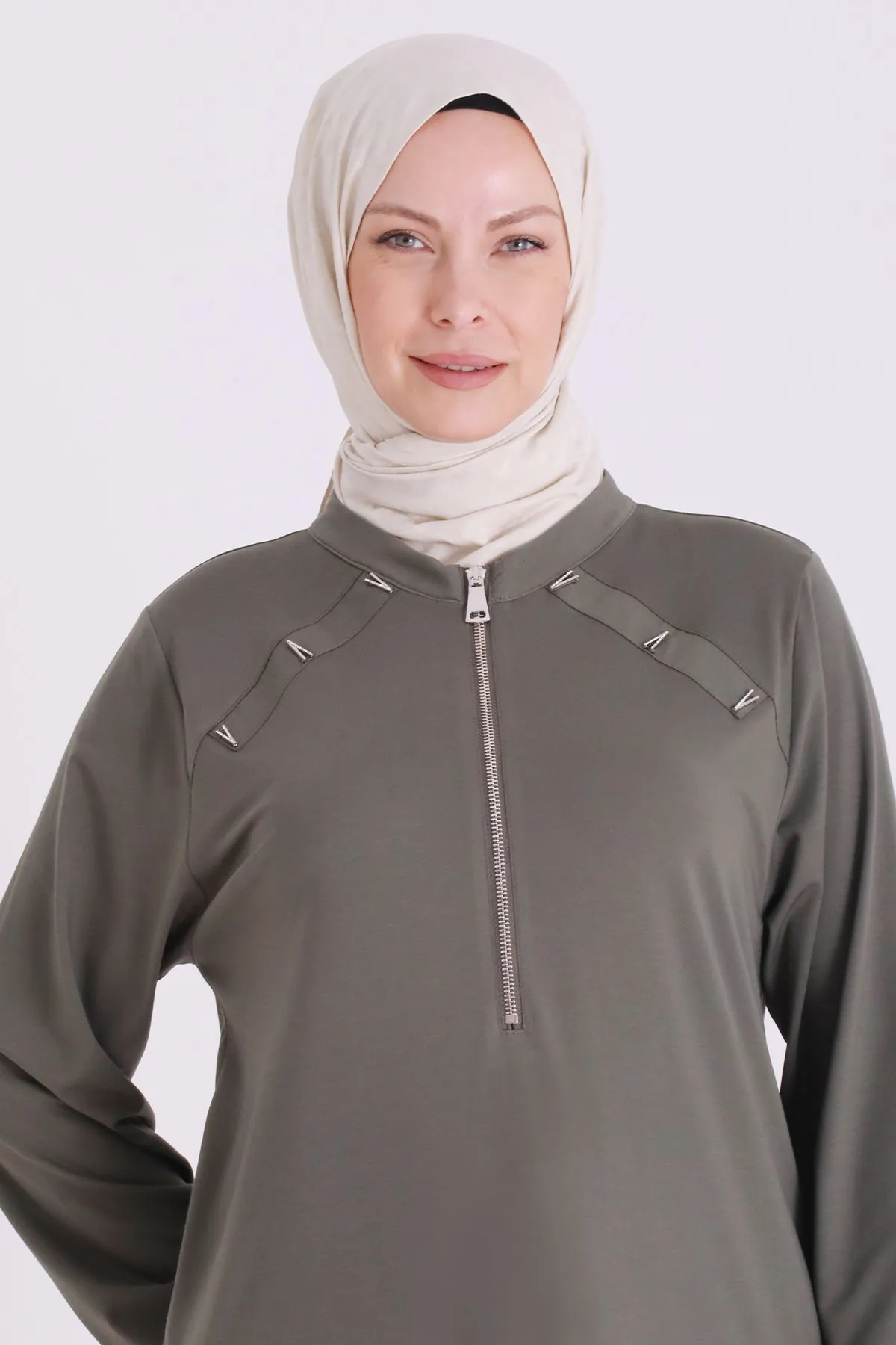 Büyük Beden Tesettür Tunik 2078 Kına Yeşili