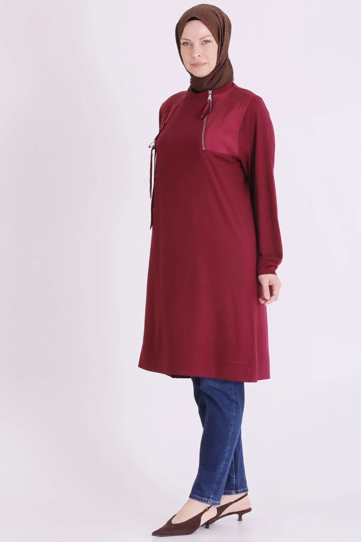 Büyük Beden Tesettür Tunik 2079 Bordo