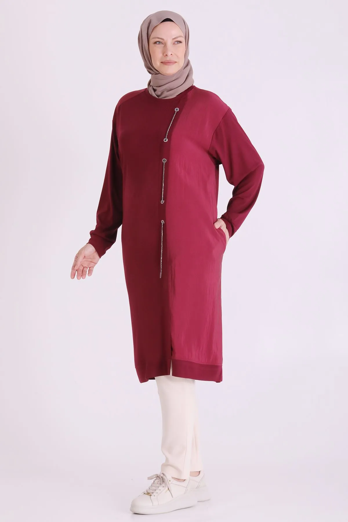 Büyük Beden Tesettür Tunik 2073 Bordo