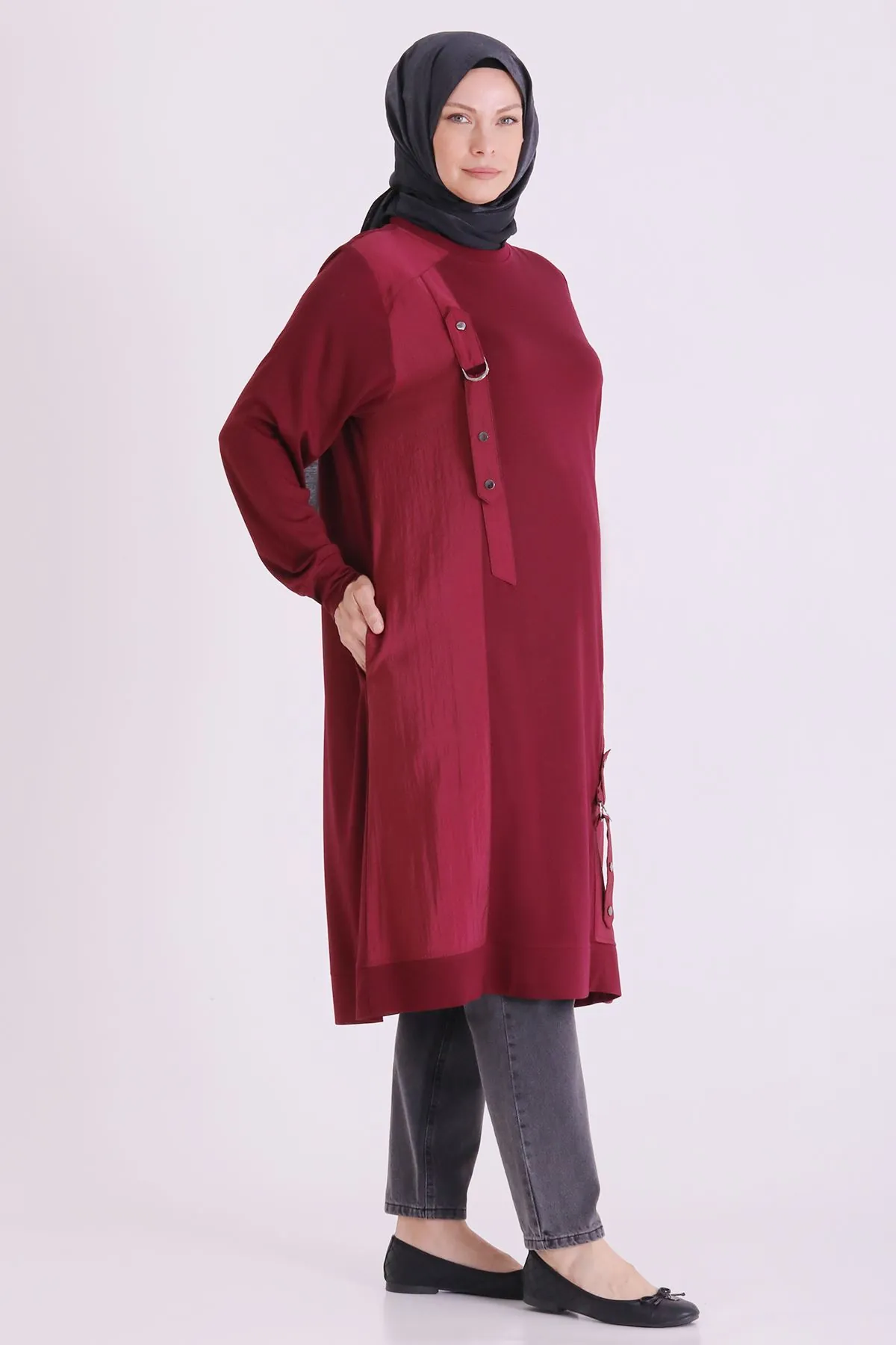 Büyük Beden Tesettür Tunik 2074 Bordo