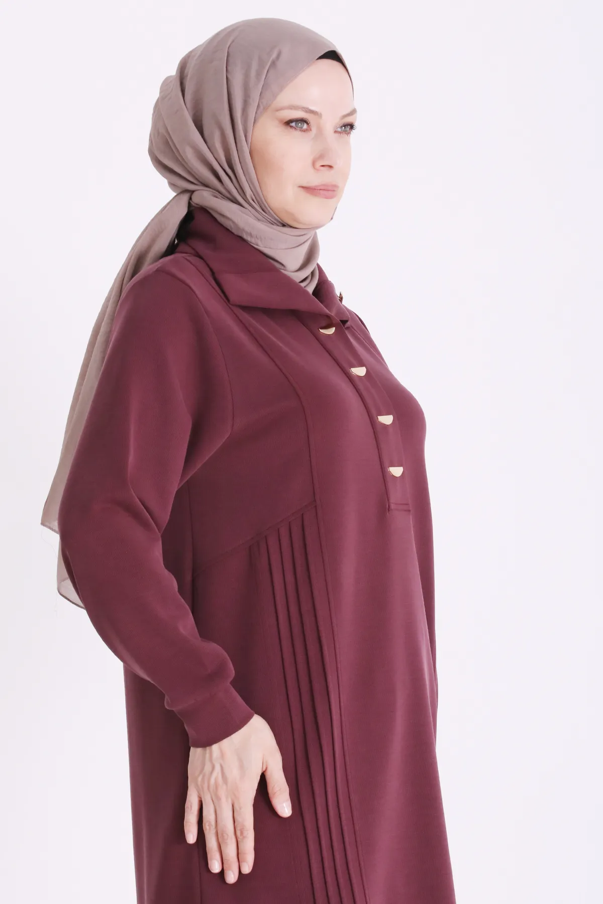 Büyük Beden Tesettür Pantolonlu Takım 35157 Bordo