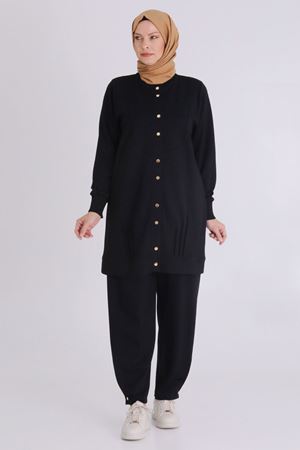 Büyük Beden Tesettür Pantolonlu Takım 3548 Siyah