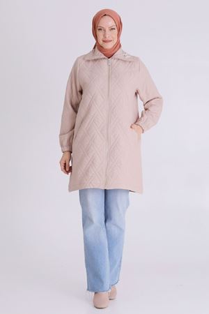 Büyük Beden Tesettür Kapitone Kap 2548 Stone