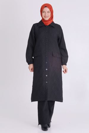 Büyük Beden Tesettür Kapitone Kap 2549 Siyah