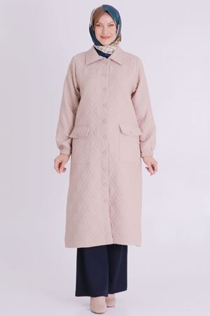 Büyük Beden Tesettür Kapitone Kap 2549 Stone