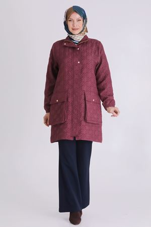 Büyük Beden Tesettür Kapitone Kap 2550 Vişne