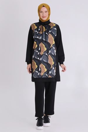 Büyük Beden Tesettür Pantolonlu Takım 3550 Siyah
