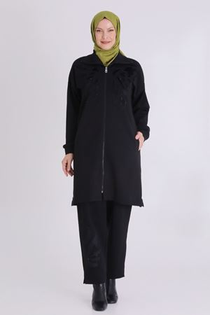 Büyük Beden Tesettür Pantolonlu Takım 35135 Siyah