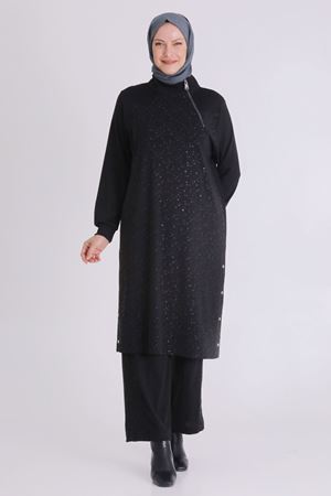 Büyük Beden Tesettür Pantolonlu Takım 35133 Siyah