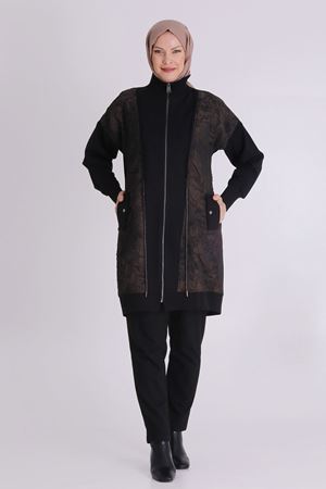Büyük Beden Tesettür Kap 25131 Siyah-Bakır
