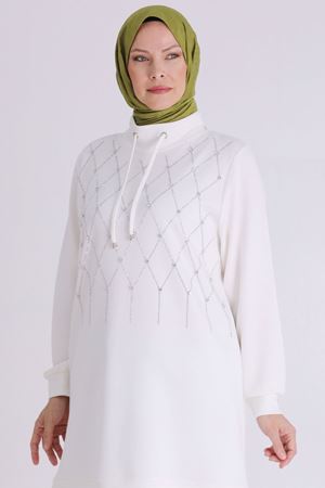 Büyük Beden Tesettür Tunik 2062 Ekru