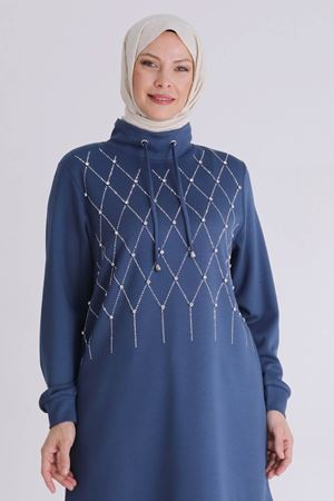 Büyük Beden Tesettür Tunik 2062 İndigo