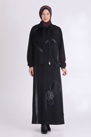 Büyük Beden Tesettür İkili Takım 40013 Siyah