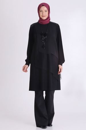 Büyük Beden Tesettür Tunik 20131 Siyah
