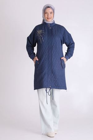 Büyük Beden Tesettür Kapitone Kap 25134 Lacivert