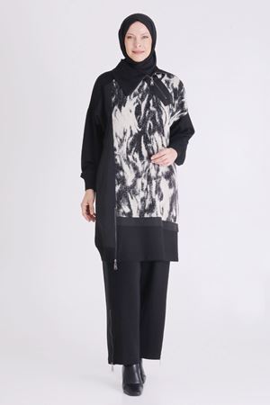 Büyük Beden Tesettür Pantolonlu Takım 35139 Siyah 