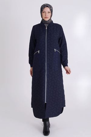 Büyük Beden Tesettür Kapitone Ferace 2821 Lacivert