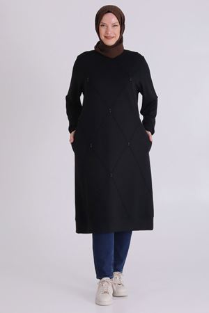 Büyük Beden Tesettür Tunik 2067 Siyah