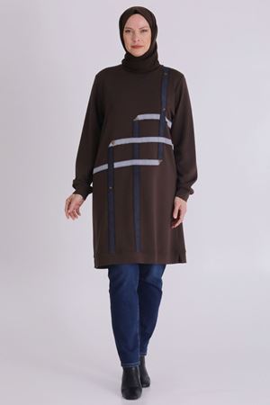 Büyük Beden Tesettür Tunik 2068 Kahve