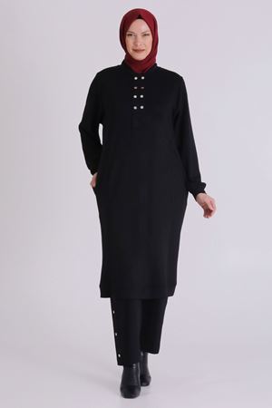 Büyük Beden Tesettür Pantolonlu Takım 3554 Siyah