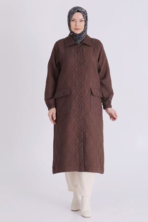 Büyük Beden Tesettür Kapitone Kap 2549 Kakao