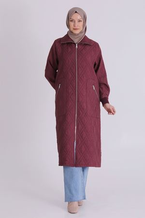 Büyük Beden Tesettür Kapitone Kap 2551 Vişne