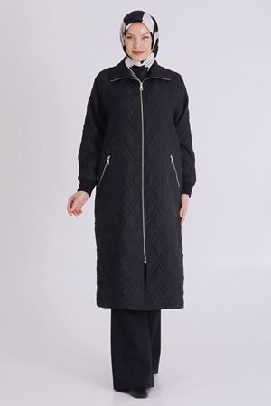 Büyük Beden Tesettür Kapitone Kap 2551 Siyah